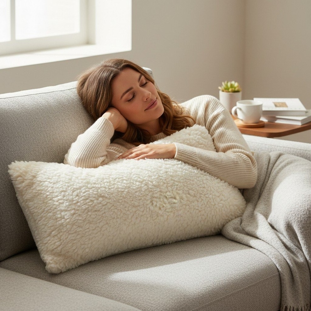Threshold Toss Pillow Unisex 12x24 Cream Brand New Faux Shearling Lumbar Accent